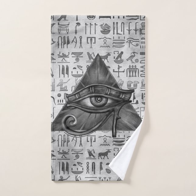 Egyptian Eye of Horus - Wadjet Digital Art Bath Towel Set (Hand Towel)