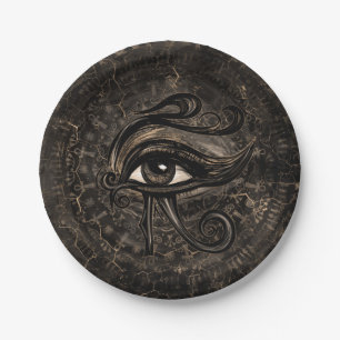 Egyptian Eye of Horus - Wadjet Digital Art Paper Plate