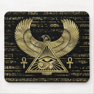Egyptian Eye of Horus - Wadjet Gold and Black Mouse Mat