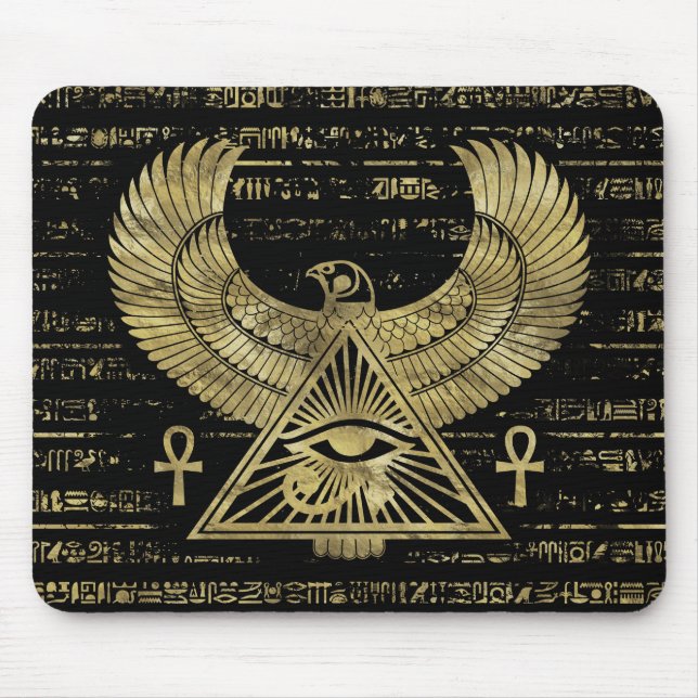 Egyptian Eye of Horus - Wadjet Gold and Black Mouse Mat (Front)