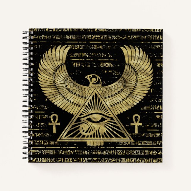 Egyptian Eye of Horus - Wadjet Gold and Black Notebook (Front)