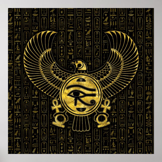 Egyptian Eye of Horus - Wadjet Gold and Black Poster (Front)