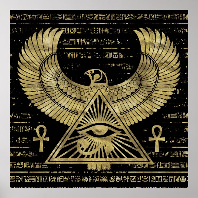 Egyptian Eye of Horus - Wadjet Gold and Black Poster (Front)