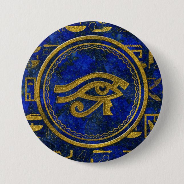 Egyptian Eye of Horus - Wadjet Lapis Lazuli 7.5 Cm Round Badge (Front)