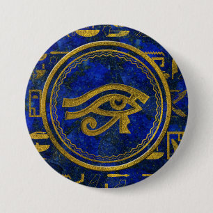 Egyptian Eye of Horus - Wadjet Lapis Lazuli 7.5 Cm Round Badge