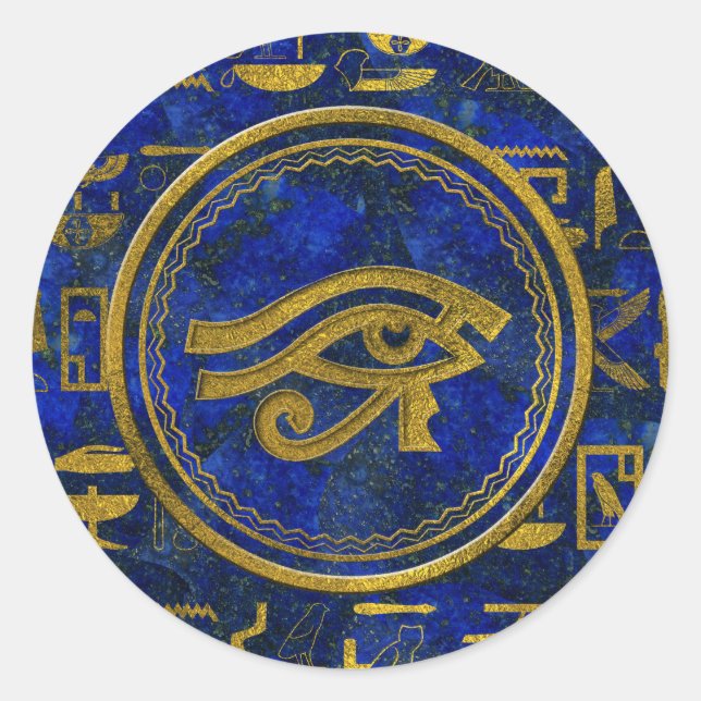Egyptian Eye of Horus - Wadjet Lapis Lazuli Classic Round Sticker (Front)