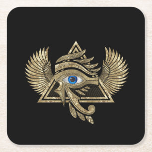 Egyptian Eye of Horus - Wadjet Ornament Square Paper Coaster