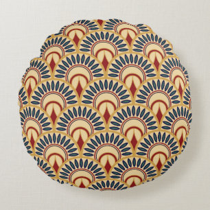 Egyptian Fish Scales: Seamless Motif. Round Cushion
