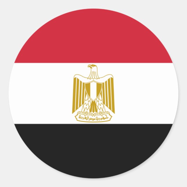 Egyptian Flag, Flag of Egypt Classic Round Sticker (Front)