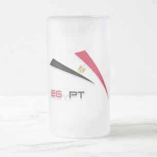 Egyptian flag frosted glass beer mug