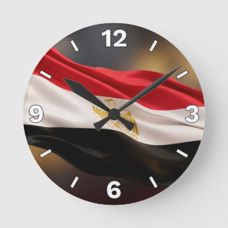 Egyptian Flag Waving Patriotic Home Decor Round Clock