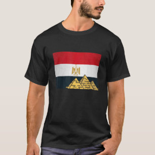 Egyptian Flag With The Giza Pyramids Egyptology T-Shirt