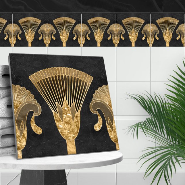 Egyptian Floral Border - Gold and Black Marble Tile (Creator Uploaded)