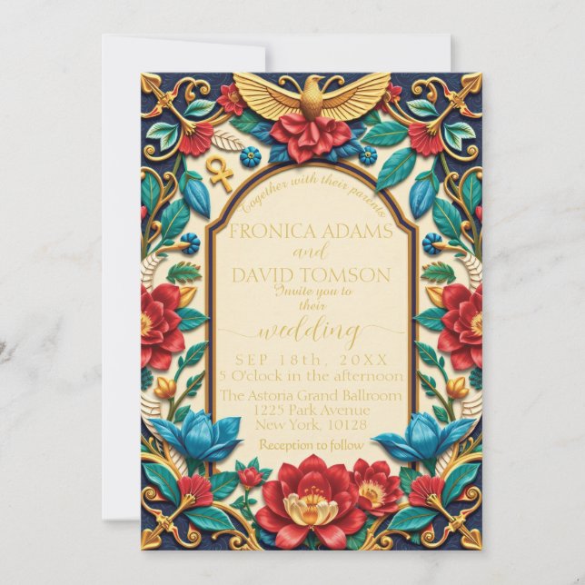 Egyptian Floral Wedding Invitation (Front)