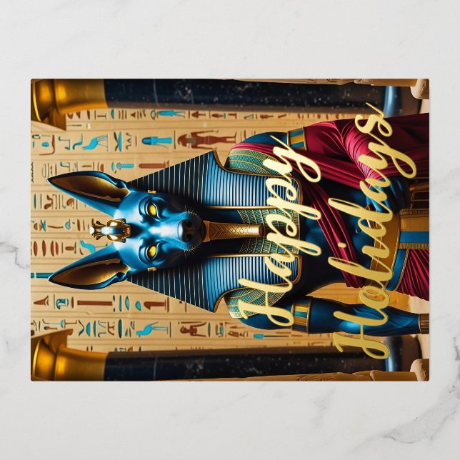 Egyptian Foil Holiday Postcard (Front)