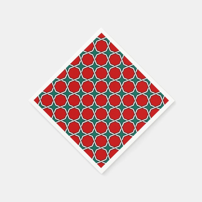 Egyptian geometric fourfold in red and green napkin (Corner)