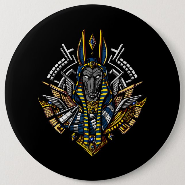 Egyptian God Anubis Ancient Wolf Pharaoh 6 Cm Round Badge (Front)