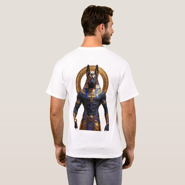 Egyptian God Anubis – Muscular Full Figure Holding T-Shirt (Back Full)