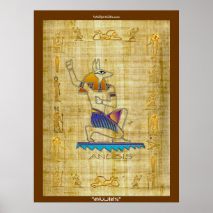 Egyptian God "ANUBIS on Papyrus" Art Poster