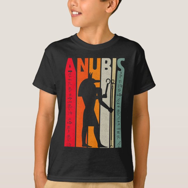 Egyptian God Anubis Retro Egypt Hieroglyphs T-Shirt (Front)