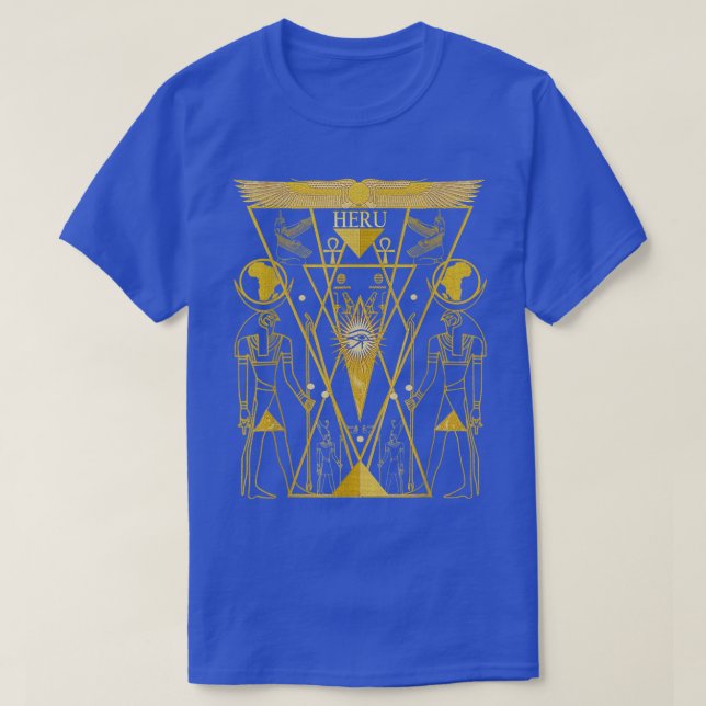 Egyptian God Horus Kemetic Neter Heru Sacred Geome T-Shirt (Design Front)