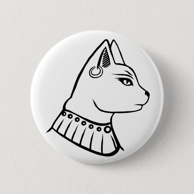 Egyptian Goddess - Bastet black and white badge (Front)
