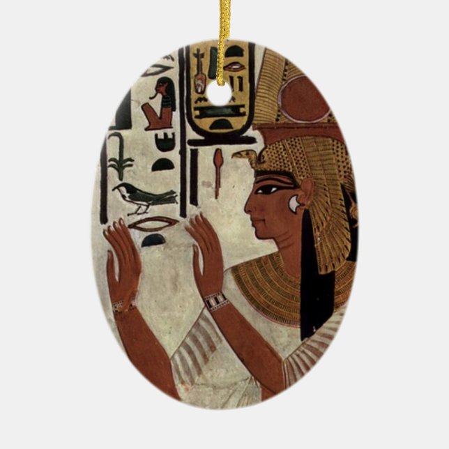 Egyptian goddess hieroglyphics pattern ceramic tree decoration (Front)