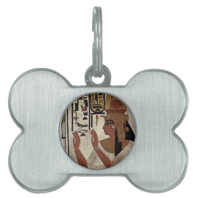 Egyptian goddess hieroglyphics pattern pet name tag (Front)