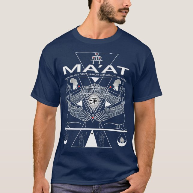 Egyptian Goddess Maat  Kemetic Ankh Pyramid T-Shirt (Front)
