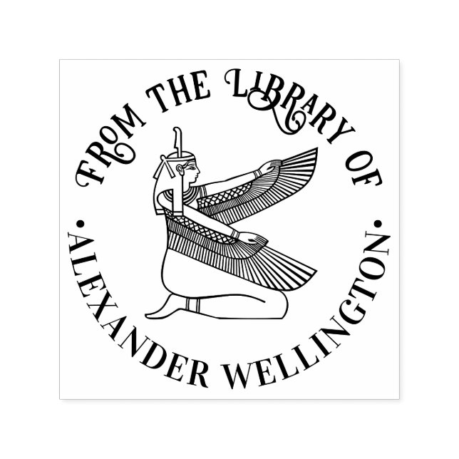 Egyptian Goddess Maat Line Art Library Book Name Self-inking Stamp (Design)