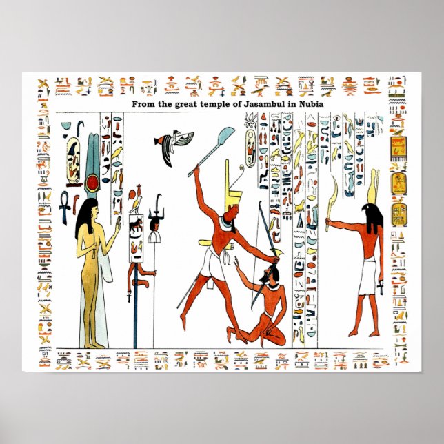 Egyptian gods and hieroglyphs images poster (Front)