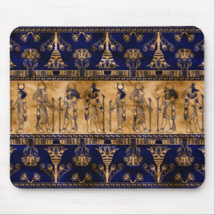 Egyptian Gods and Ornamental border -blue gold Mouse Mat