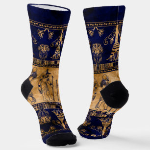 Egyptian Gods and Ornamental border Socks