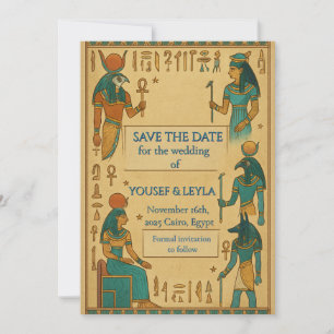 Egyptian Gods Hieroglyph Gold Save the Date