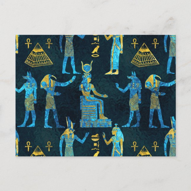 Egyptian  Gold and blue glass pattern Postcard (Front)