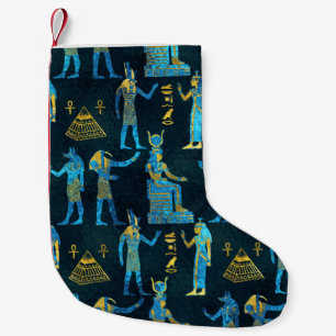 Egyptian Gold and blue glass pattern Small Christmas Stocking