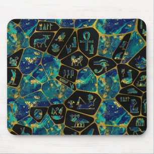 Egyptian Gold and Marble Voronoi diagram Mouse Mat