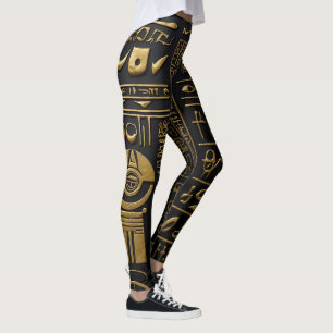 Egyptian Gold Hieroglyphic Leggings