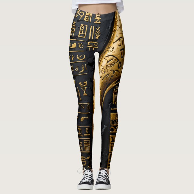 Egyptian Gold Hieroglyphic Leggings (Front)