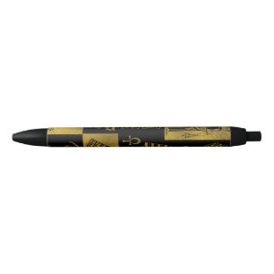 Egyptian Gold hieroglyphs and symbols collage Black Ink Pen