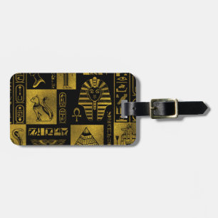 Egyptian Gold hieroglyphs and symbols collage Luggage Tag