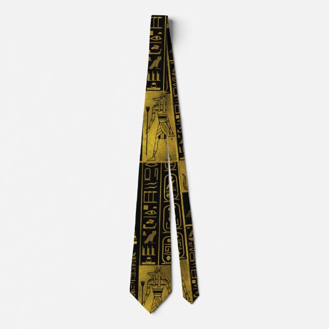 Egyptian  Gold hieroglyphs and symbols collage Tie (Front)