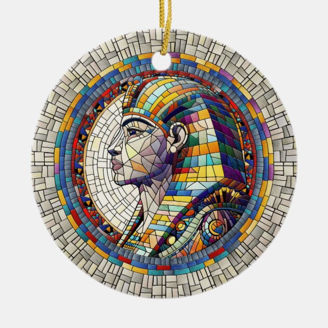 Egyptian Great Sphinx  -Mosaic Art Ceramic Tree Decoration (Front)