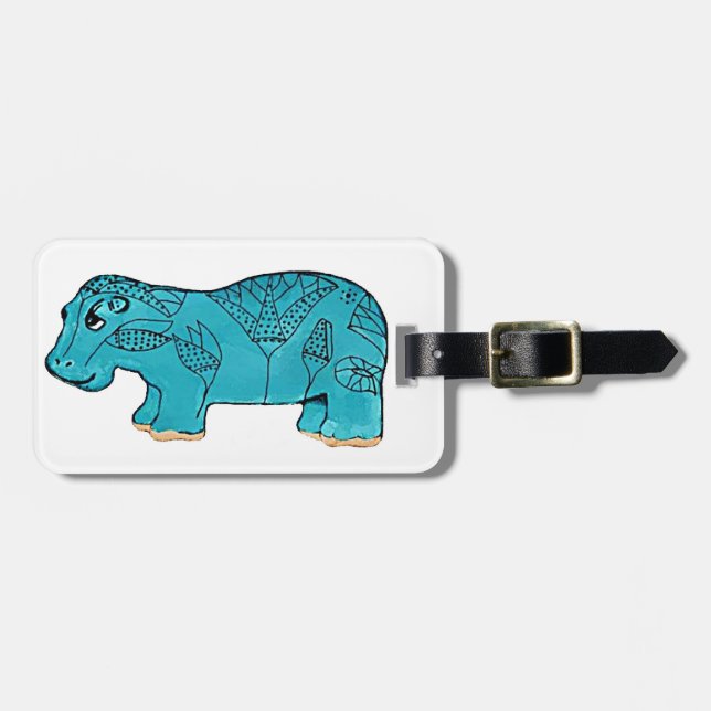 Egyptian Happy Hippo Luggage Tag (Front Horizontal)