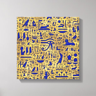 Egyptian hieroglyphic Lapis Lazuli and Gold Canvas Print