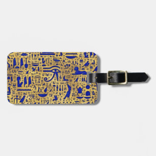 Egyptian hieroglyphic Lapis Lazuli and Gold Luggage Tag