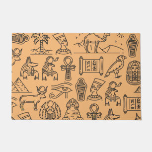 Egyptian Hieroglyphic Symbol Background  Doormat