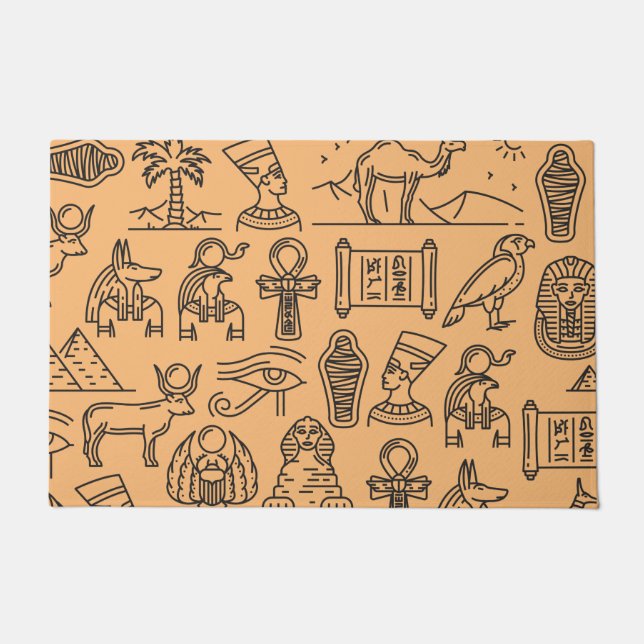 Egyptian Hieroglyphic Symbol Background  Doormat (Front)