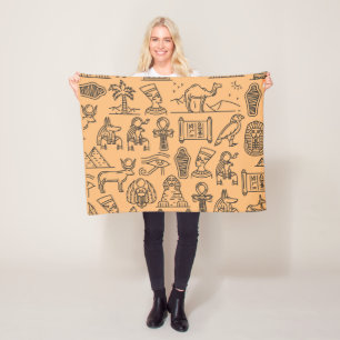 Egyptian Hieroglyphic Symbol Background     Fleece Blanket