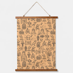 Egyptian Hieroglyphic Symbol Background Hanging Tapestry